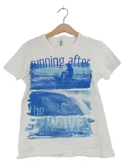 Vorschaubild 1 von Kinder T-Shirt Gr. 140 Grafik Schriftzug Weiß Kurzarm