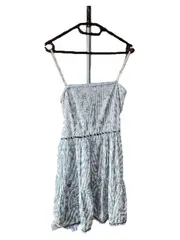 Vorschaubild 1 von Sommerkleid Damen Blau Gestreift Blumenmuster Midikleid Gr. 40/L