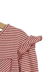 Vorschaubild 3 von Kinder Langarmshirt gestreift Rot Gr. 128 mit Rüschen