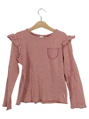 Vorschaubild 1 von Kinder Langarmshirt gestreift Rot Gr. 128 mit Rüschen