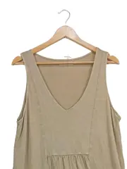 Vorschaubild 2 von Damen Maxikleid Freizeitkleid Beige Gr. 42;XL Baumwolle Casual