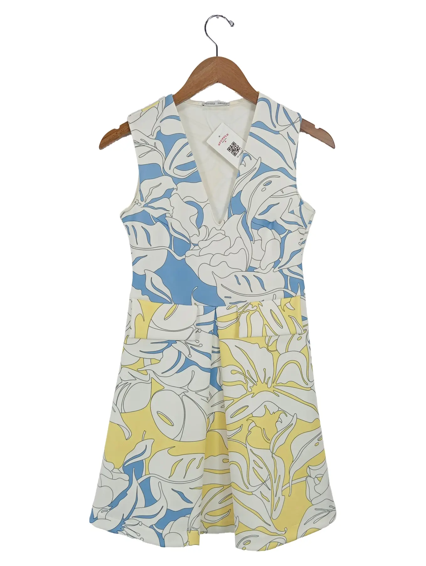 ZARA Blumenmuster Sommerkleid Damen Gr. 36/S Minikleid Falten