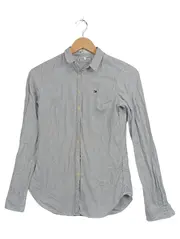 Vorschaubild 1 von Damen Bluse Gestreift Gr. 34 XS Weiß Grau Langarm