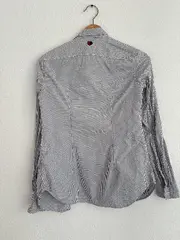 Vorschaubild 4 von Damen Bluse Gestreift Gr. 34 XS Weiß Grau Langarm