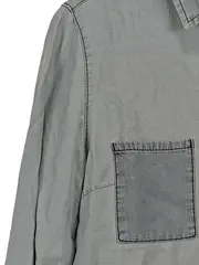 Vorschaubild 2 von Damen Hemdbluse Grau Gr. 36/S Casual Lyocell Langarm
