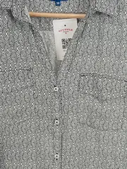 Vorschaubild 3 von Damen Hemdbluse Gr. 38 M Grau Geometrisch Muster Langarm