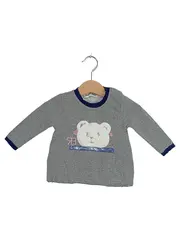 Vorschaubild 1 von Pullover Bär Tiermotiv Grau Gr. 74 Baumwolle Applikation