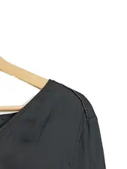 Vorschaubild 2 von Damen Bluse Langarm Schwarz Gr. 38 Modern mit Perlen Akzenten