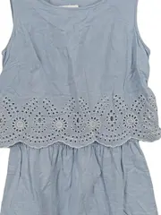 Vorschaubild 2 von Damen Sommerkleid Blau Gestreift Lochmuster Gr. 36;S Baumwolle