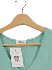 Vorschaubild 2 von Damen Bluse Gr. 38 Türkis Casual Rüschen Lyocell