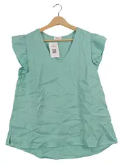 Vorschaubild 1 von Damen Bluse Gr. 38 Türkis Casual Rüschen Lyocell