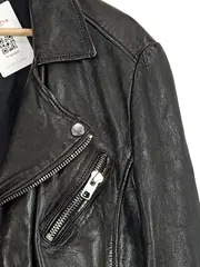 Vorschaubild 2 von Lederjacke Damen Gr. 38 Schwarz Modern Biker Style Echtleder