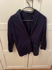 Vorschaubild 3 von Damen Jersey Blazer Gr. L Blau Baumwolle Casual