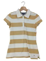 Vorschaubild 1 von Damen Poloshirt Gestreift Beige Weiß Gr. XS Sportlich