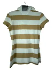 Vorschaubild 2 von Damen Poloshirt Gestreift Beige Weiß Gr. XS Sportlich