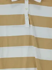 Vorschaubild 3 von Damen Poloshirt Gestreift Beige Weiß Gr. XS Sportlich