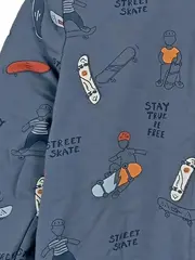 Vorschaubild 3 von Kinder Bomberjacke Skateboard-Muster Blau Gr. 104 Streetwear