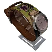 Vorschaubild 2 von Damenuhr Vintage Blumenmuster Lederarmband Mehrfarbig Datum