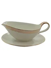 Vorschaubild 1 von Sauciere mit Unterteller Porzellan Goldrand Bavaria Beige