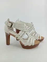 Vorschaubild 2 von Damen Sandaletten Weiß Gr. 40.5 Elegant Riemchen Plateauabsatz