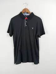 Vorschaubild 2 von Herren Poloshirt Gr. 40 Schwarz Casual Kurzarm