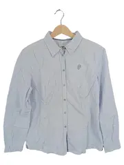 Vorschaubild 1 von Damen Hemdbluse Gr. 42/XL Blau Baumwolle Casual Langarm