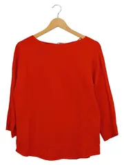 Vorschaubild 1 von Damen Bluse Gr. 36 Rot Casual Viskose Rippstrick 3/4-Arm