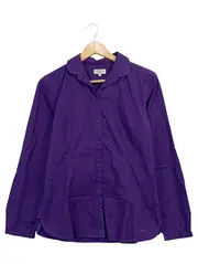 Vorschaubild 1 von Damen Hemdbluse Gr. 36/S Lila Baumwolle Langarm Casual