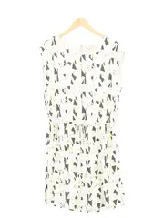 Vorschaubild 1 von Sommerkleid Damen Gr. 38/M Weiß Grafisch Bohemian Midikleid