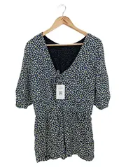Vorschaubild 1 von Damen Freizeitkleid Gr. 38/M Blau Blumenmuster Viskose Casual