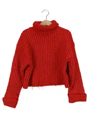 Vorschaubild 1 von Kinder Mädchen Pullover Strickpullover Rollkragen Rot Gr. 128, 130