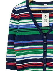 Vorschaubild 3 von Damen Strickjacke Gr. 40/L Gestreift Mehrfarbig Baumwolle Casual