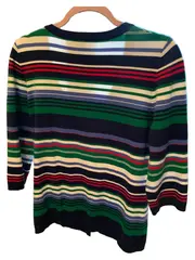 Vorschaubild 2 von Damen Strickjacke Gr. 40/L Gestreift Mehrfarbig Baumwolle Casual
