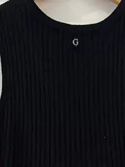 Vorschaubild 4 von Damen Strickkleid Ärmellos Schwarz Gr. 40/L Casual Rippstrick