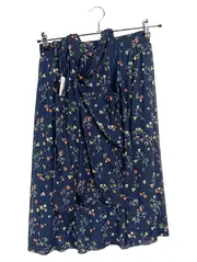 Vorschaubild 1 von Damen A-Linienrock Gr. 34 XS Blau Blumenmuster Feminin Midirock