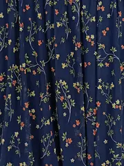 Vorschaubild 3 von Damen A-Linienrock Gr. 34 XS Blau Blumenmuster Feminin Midirock