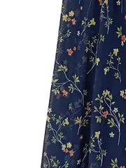 Vorschaubild 5 von Damen A-Linienrock Gr. 34 XS Blau Blumenmuster Feminin Midirock