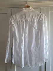 Vorschaubild 2 von Damen Hemdbluse Weiß mit floralem Muster Gr. 38/M Leinen Casual