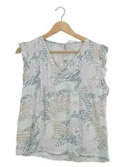Vorschaubild 1 von Damen Bluse Gr. 36 S ärmellos Rüschen Muster Viskose