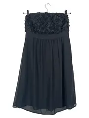 Vorschaubild 1 von Abendkleid Blumenmuster elegant schwarz Gr. 40/L ärmellos Raffungen
