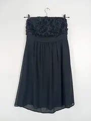 Vorschaubild 5 von Abendkleid Blumenmuster elegant schwarz Gr. 40/L ärmellos Raffungen