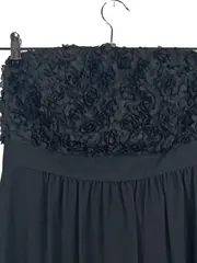 Vorschaubild 2 von Abendkleid Blumenmuster elegant schwarz Gr. 40/L ärmellos Raffungen