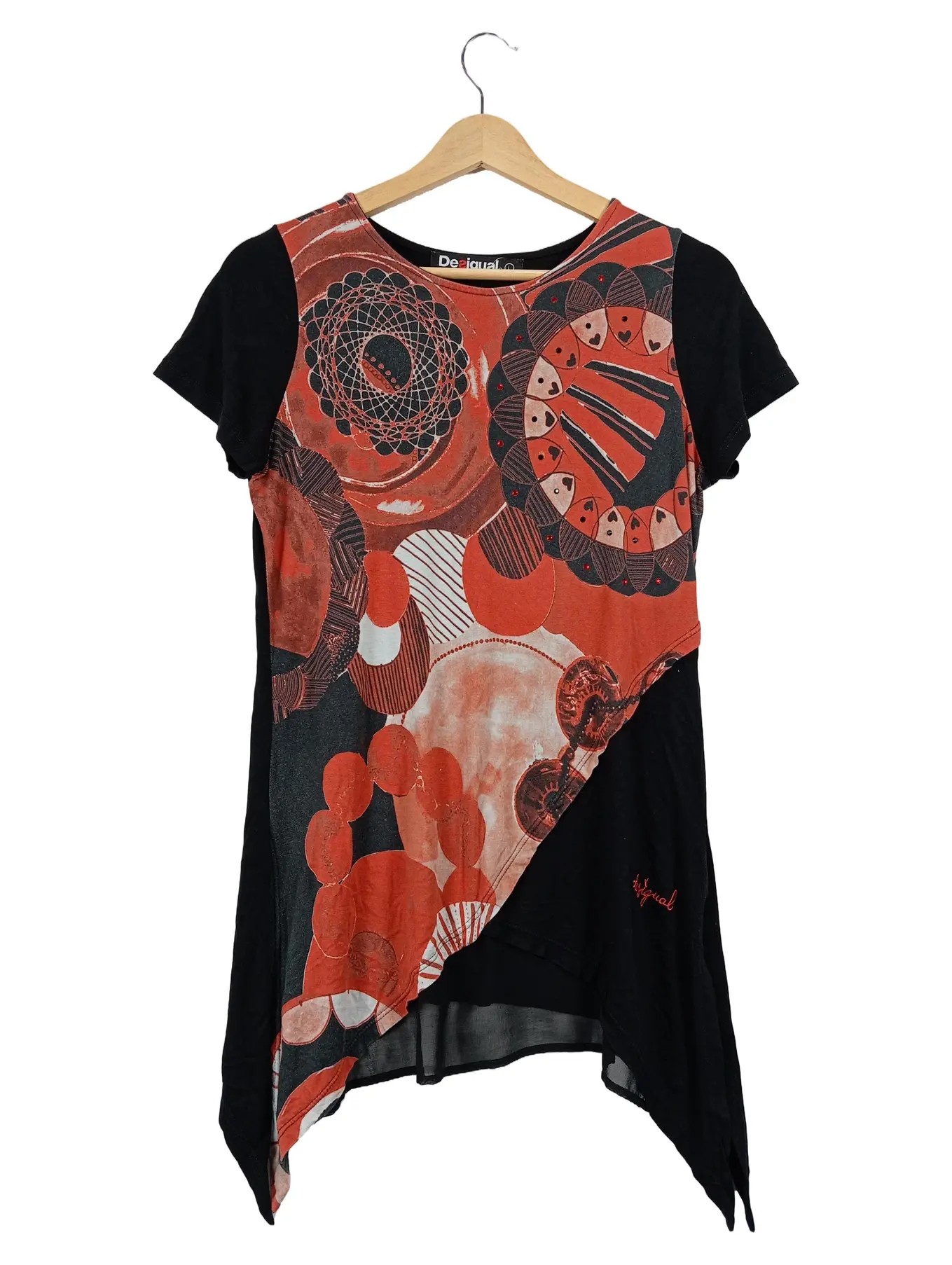 DESIGUAL Damen T-Shirt L Mehrfarbig Modern Print Shirt
