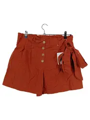 Vorschaubild 1 von Damen Shorts Stoffhose Knopfleiste Bindegürtel Orange Gr. L