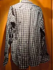 Vorschaubild 2 von Herren Business Hemd Gr. 44 Blau Weiß Kariert Baumwolle Langarm