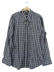 Vorschaubild 1 von Herren Business Hemd Gr. 44 Blau Weiß Kariert Baumwolle Langarm