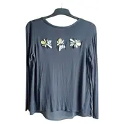 Vorschaubild 1 von Langarmshirt Damen Gr. 42/XL Schwarz Casual Applikationen