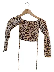 Vorschaubild 1 von Crop Top Leopardenmuster Off-Shoulder Damen Gr. 32/XXS