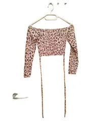 Vorschaubild 3 von Crop Top Leopardenmuster Off-Shoulder Damen Gr. 32/XXS