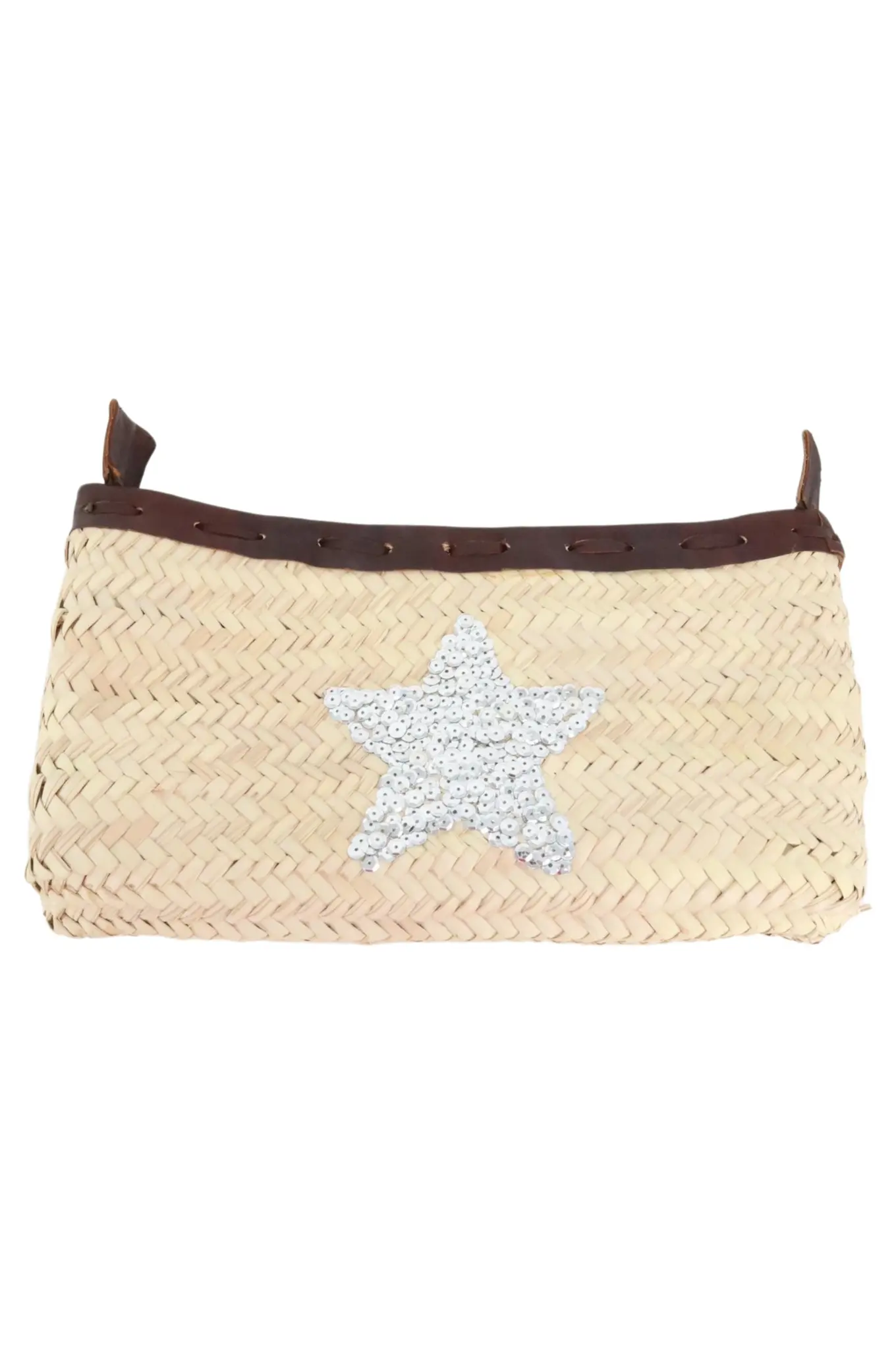 HALLHUBER Damen Etui Beige Rattan Leder Strass Stern Bohemian Clutch